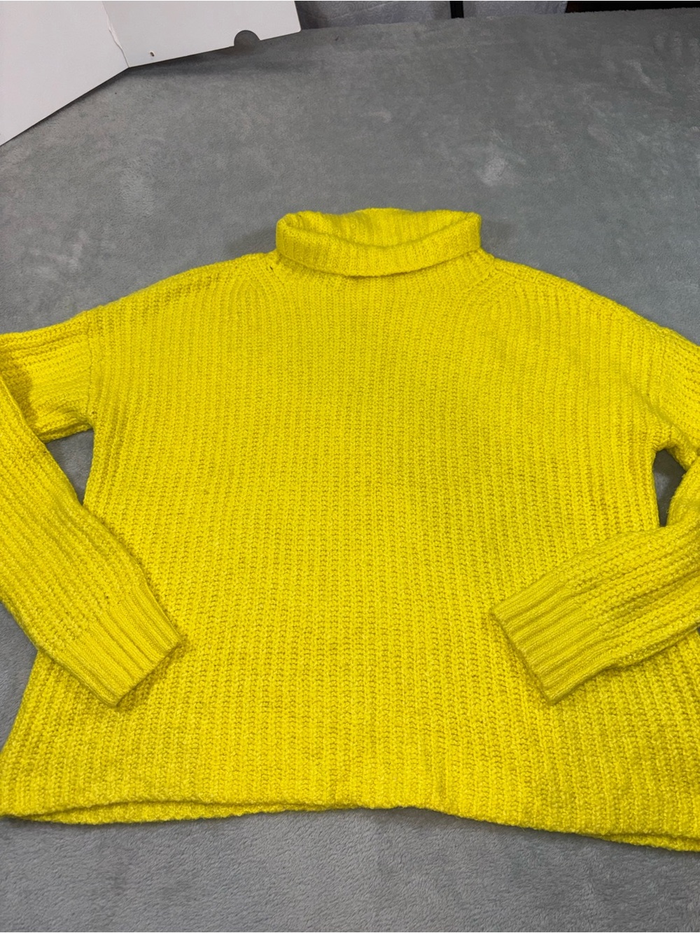 Anthropologie Yellow Chunky Knit Turtleneck Sweater Size Small